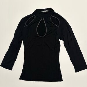 GUESS Black Cut Out Front 3/4 Length Sleeve Shirt sz XS